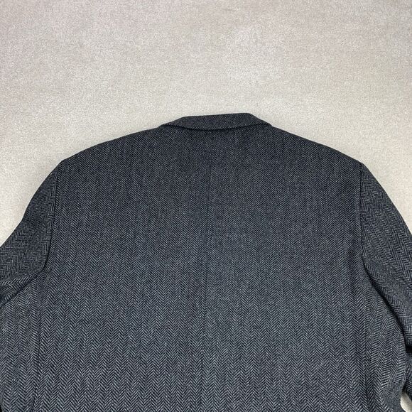 Emerald Isle Weaving Sport Coat Mens 46R Gray Herringbone Wool Blend Handmade - Picture 6 of 16